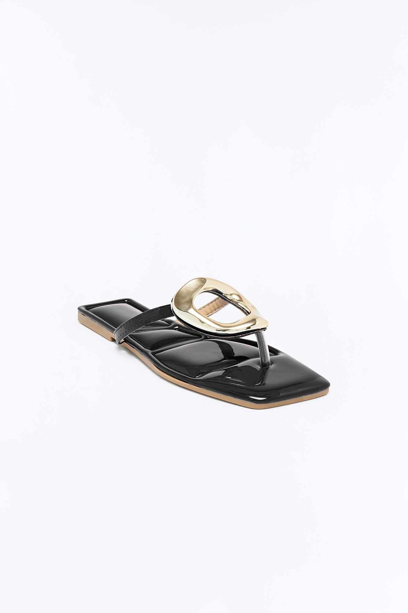 Lachlan Hardware Patent Flip Flops - Black