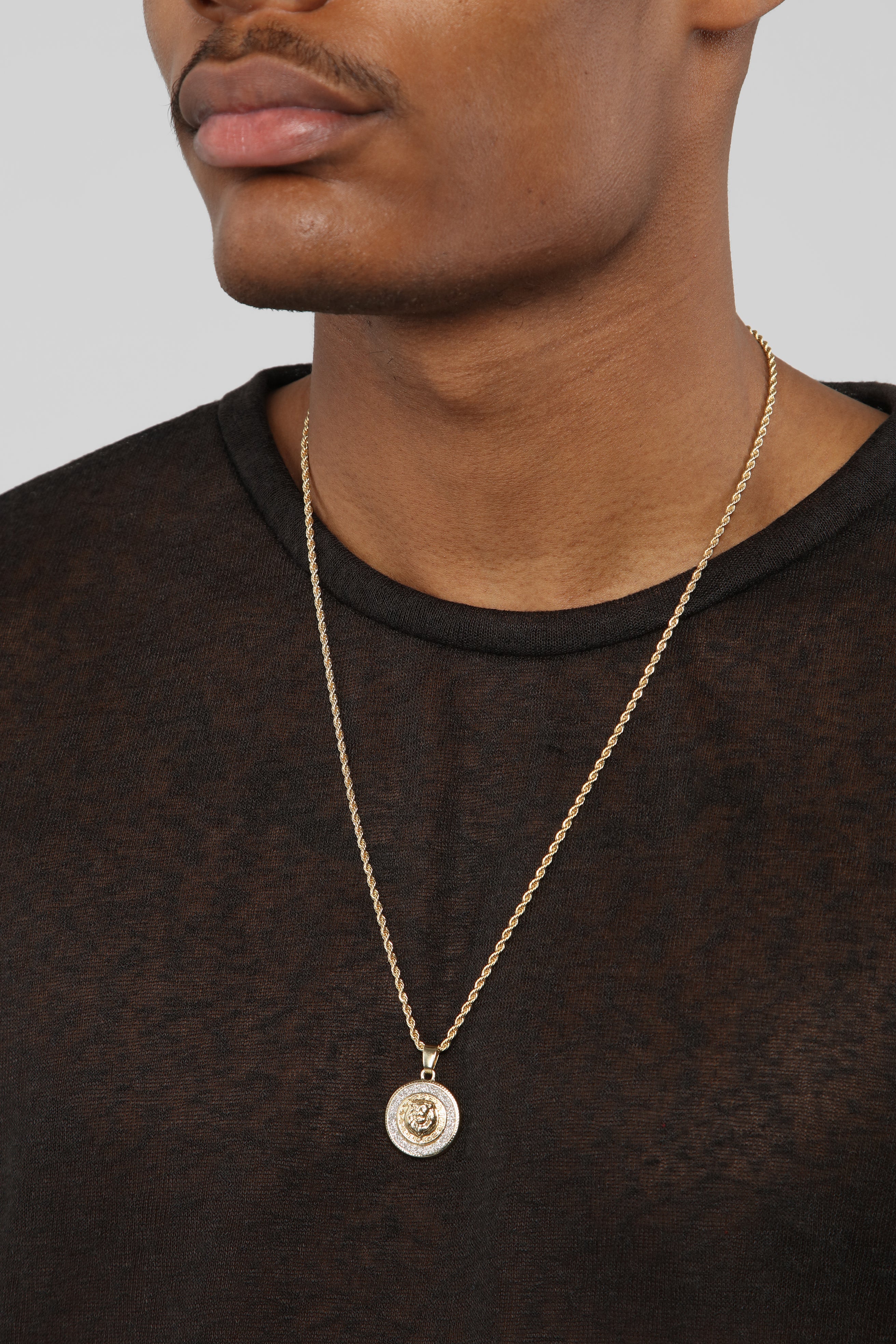 Lion Head Pendant Necklace - Gold