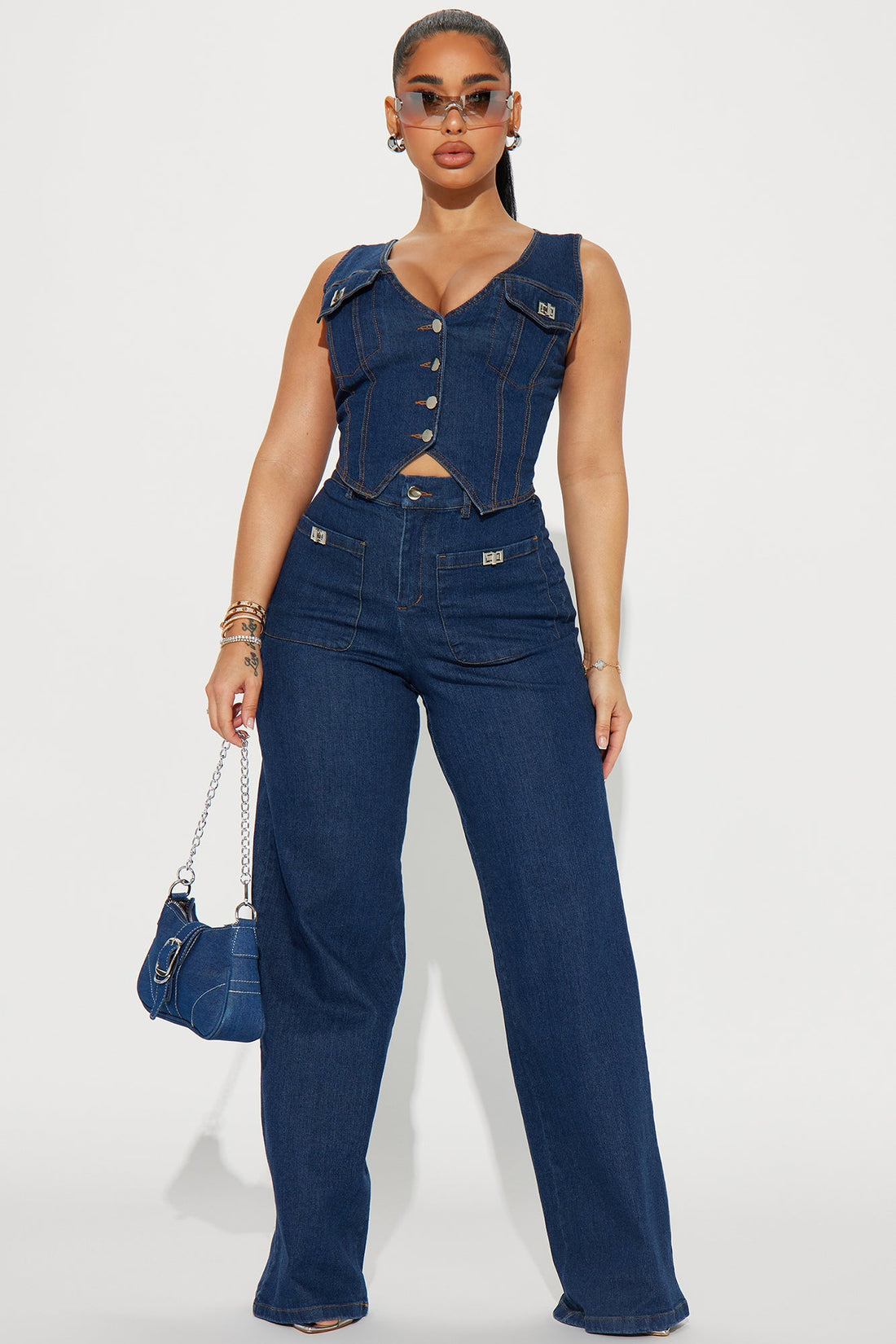 Ride Or Die Denim Pant Set - Medium Wash