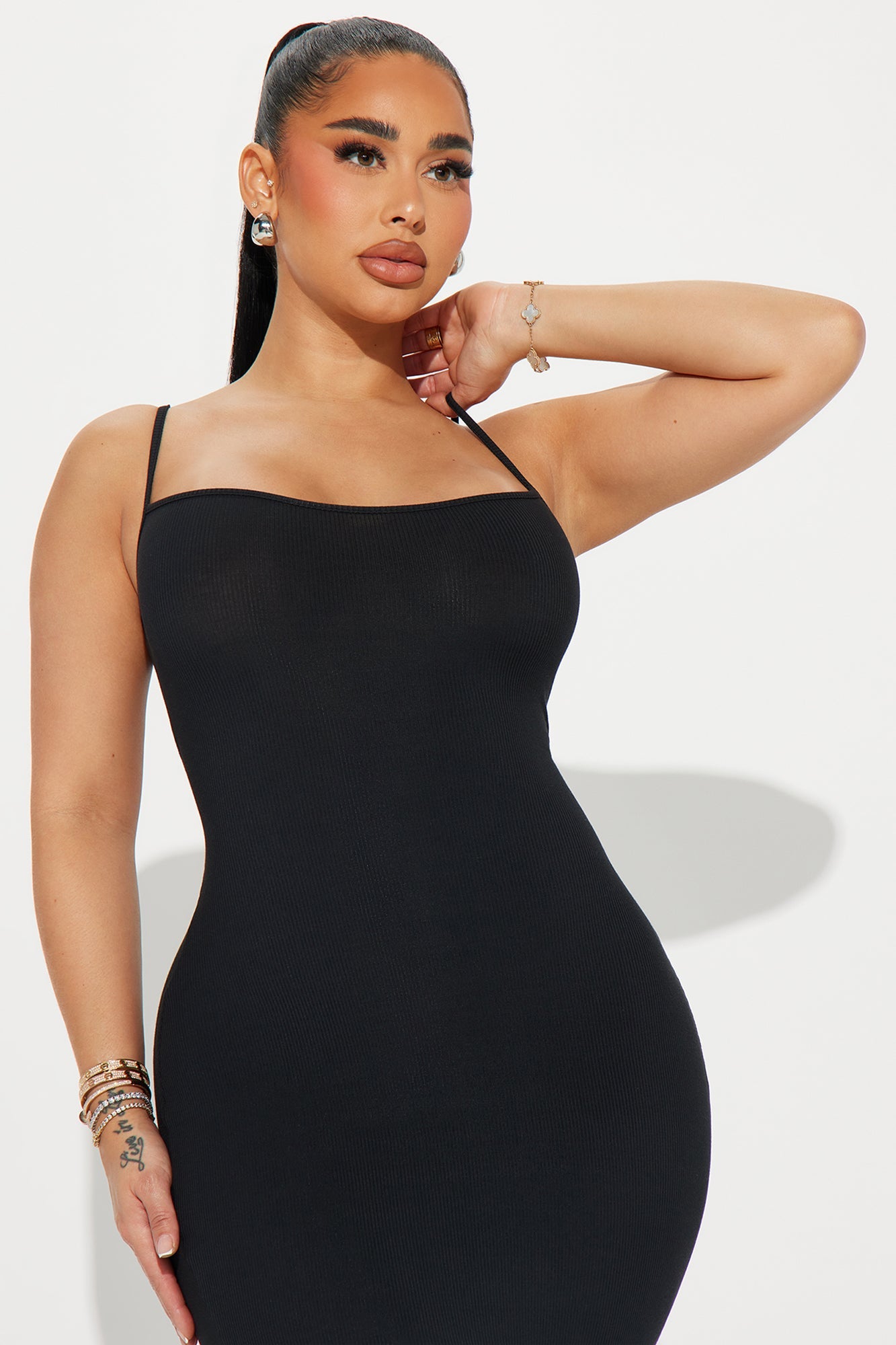 Madelyn Micro Ribbed Maxi Dress - Black