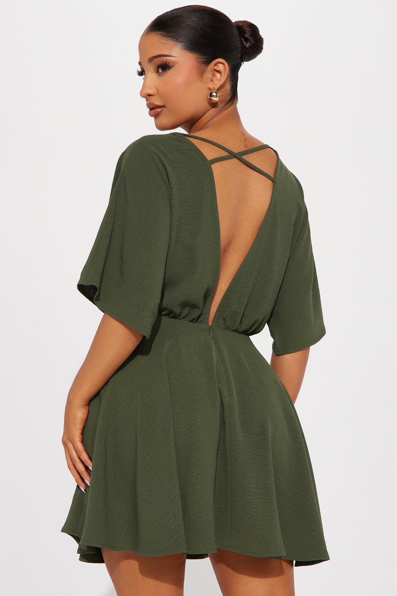 Francesca Flowy Mini Dress - Olive