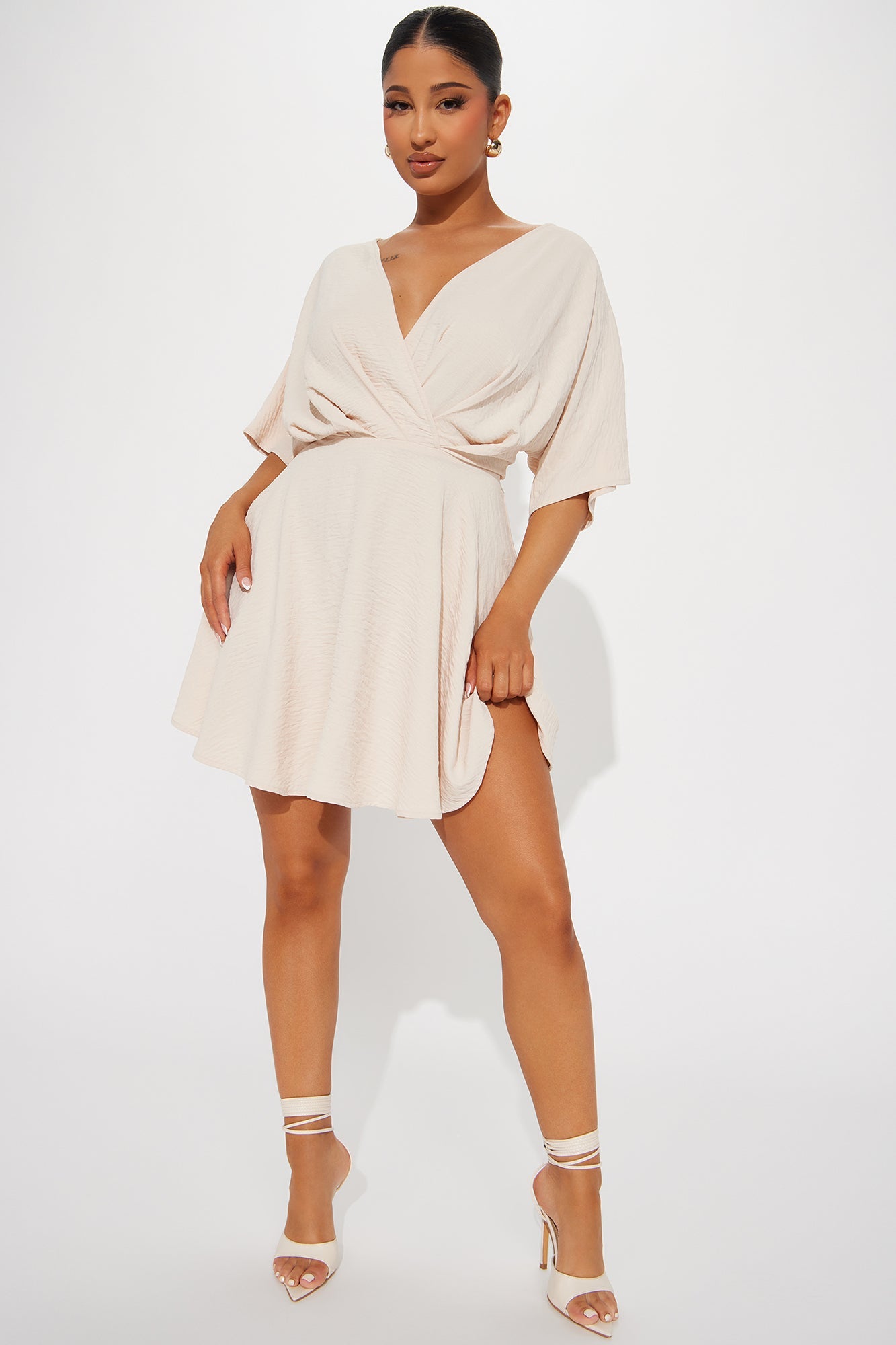 Francesca Flowy Mini Dress - Oatmeal