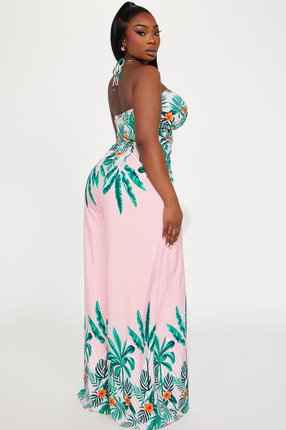 Maui Nights Halter Jumpsuit - Pink/combo