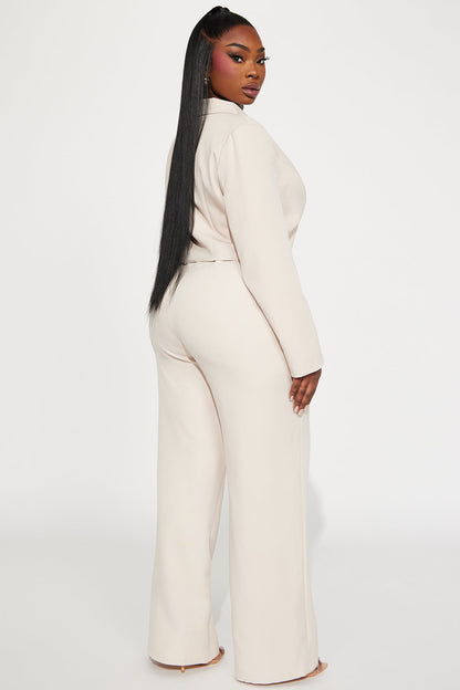 Quick Break 2 Piece Jumpsuit Set - Beige