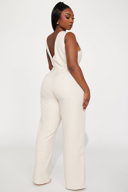Quick Break 2 Piece Jumpsuit Set - Beige