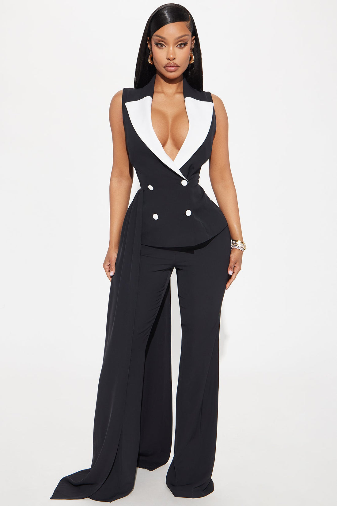 Behind The Veil Jumpsuit - Black/White