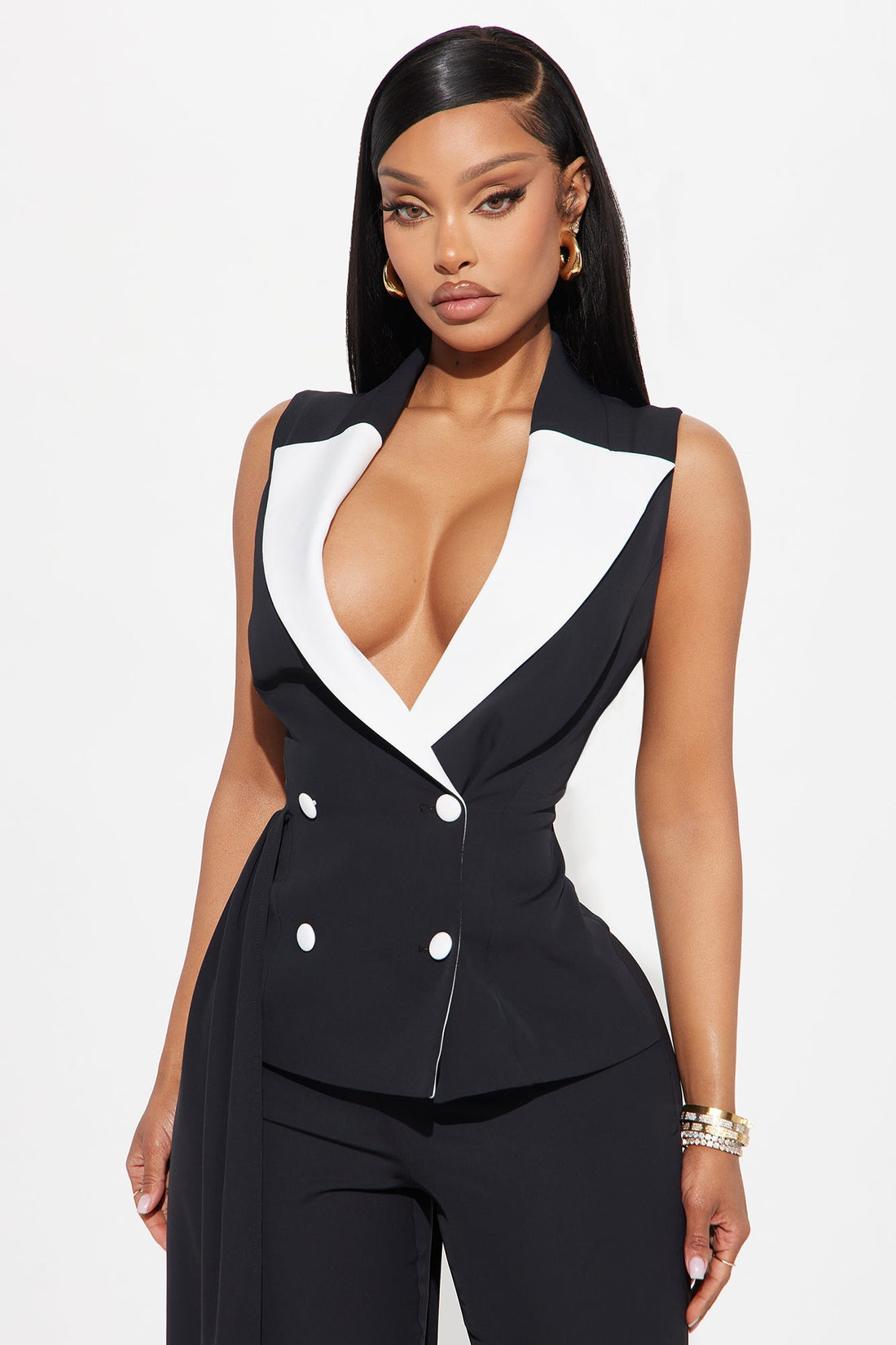Behind The Veil Jumpsuit - Black/White