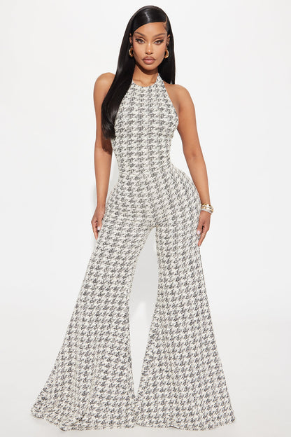 Nancy Stretch Tweed Jumpsuit - Black