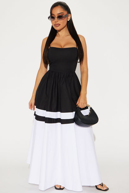 Susie Poplin Maxi Dress - Black/combo