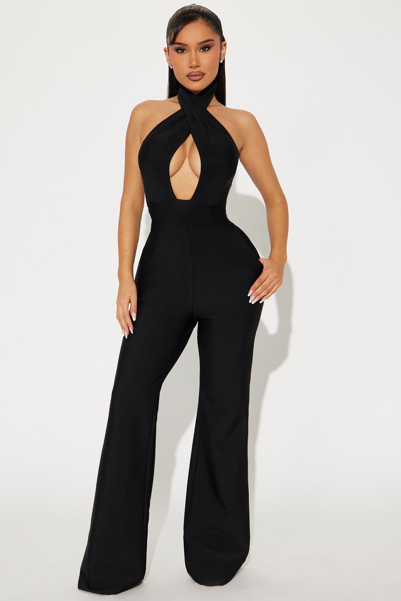Vee Bandage Jumpsuit - Black