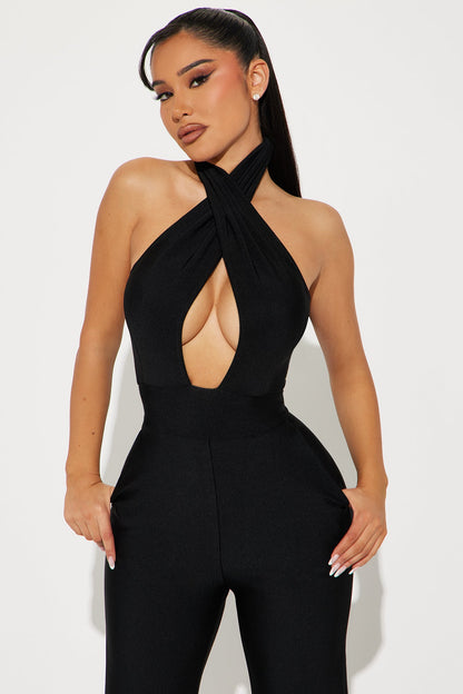 Vee Bandage Jumpsuit - Black