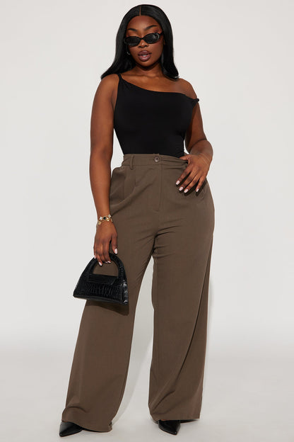 Sabine Contrast Stripe Trouser - Mocha