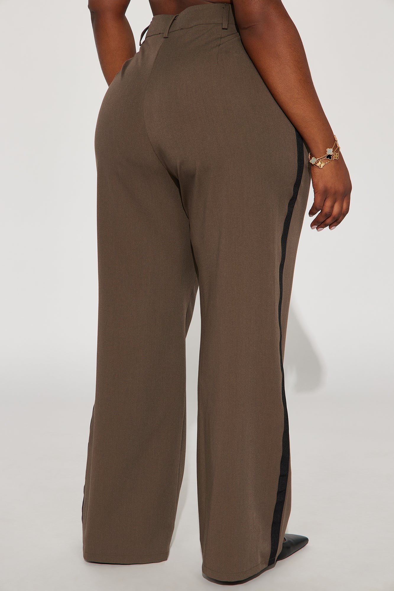 Sabine Contrast Stripe Trouser - Mocha