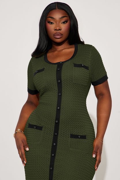 Elena Crochet Maxi Dress - Olive