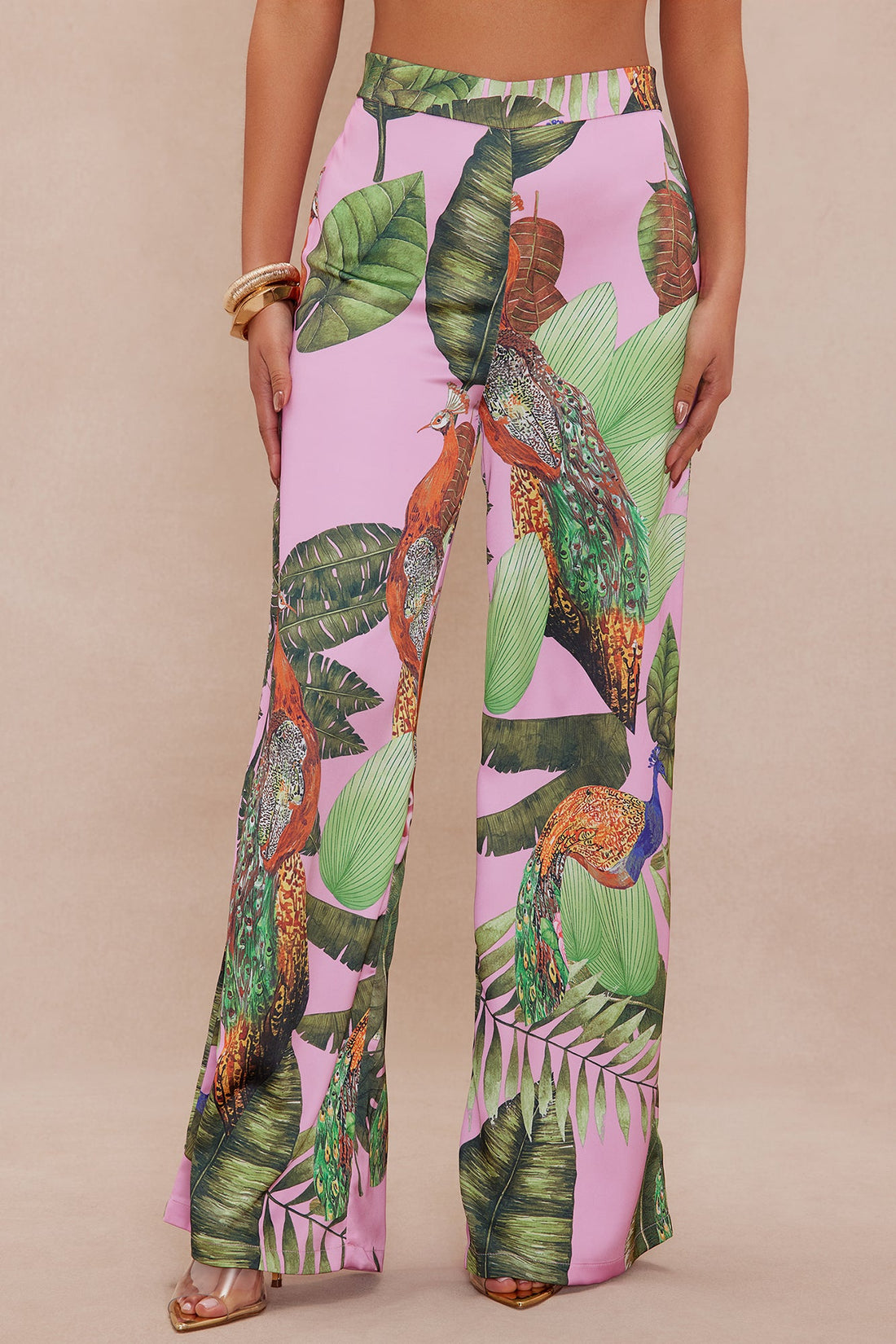 Private Island Wide Leg Satin Pant - Pink/combo