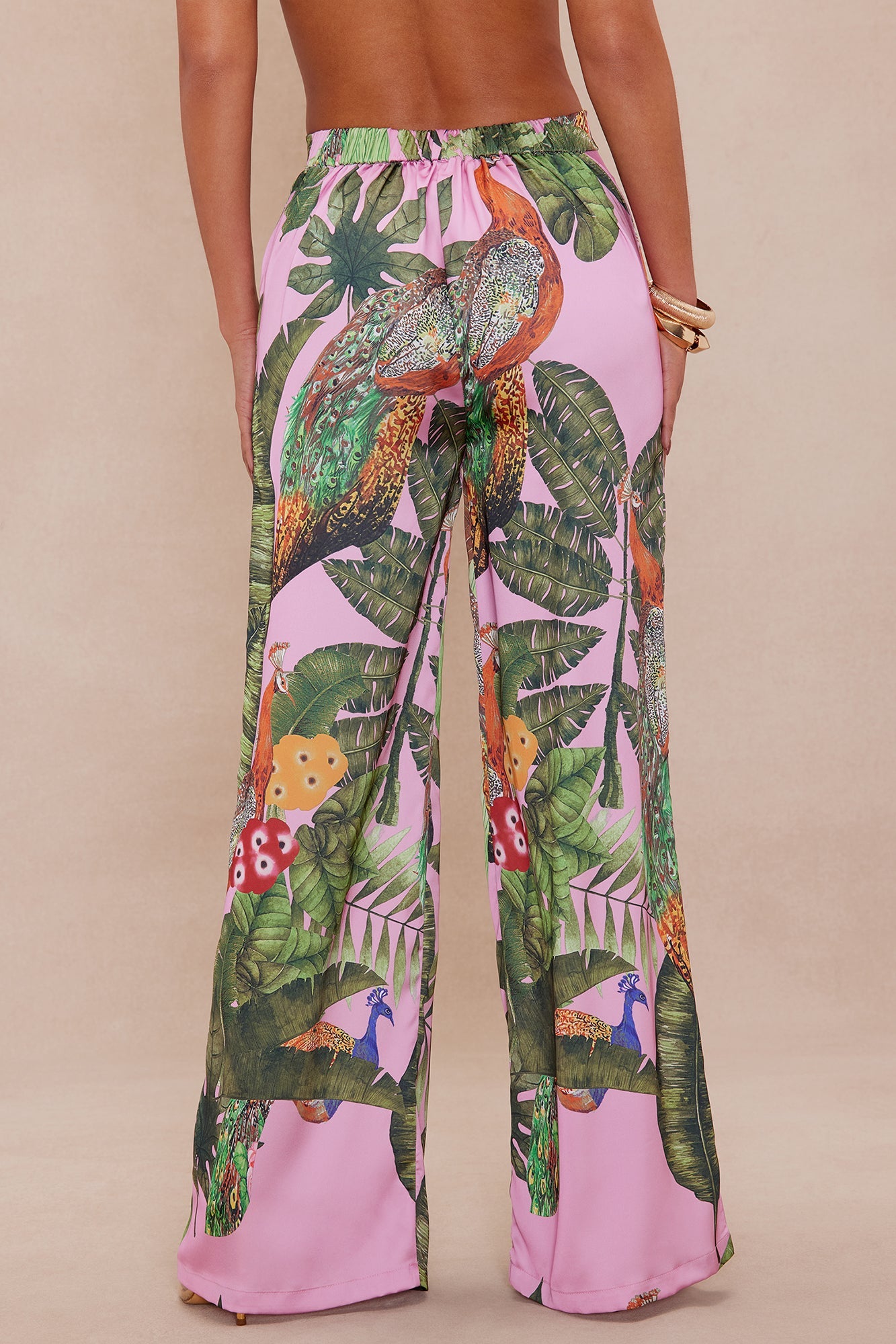 Private Island Wide Leg Satin Pant - Pink/combo