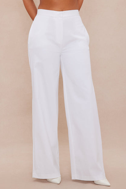 Here For Business Tailored Wide Leg Pant - White