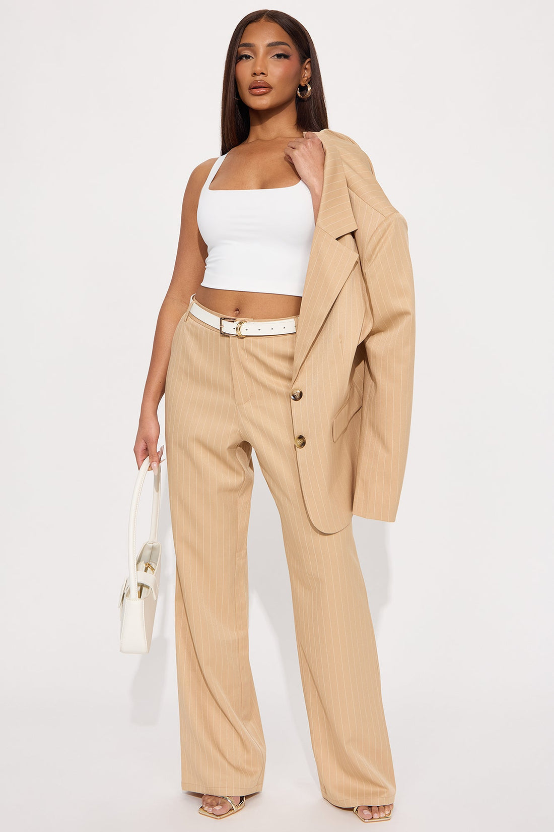 Kelsey Pinstripe Trouser - Tan
