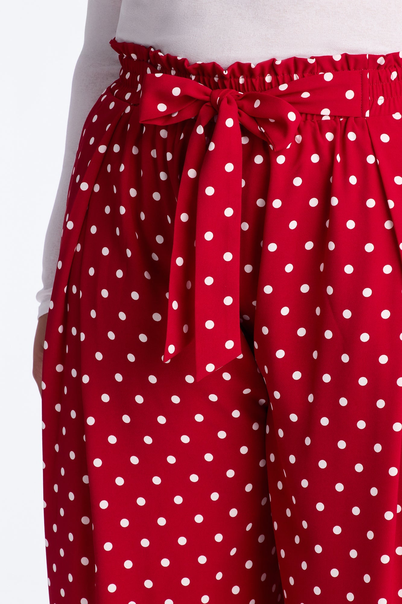 Ella Polka Dot Wide Leg Pant - Red/White