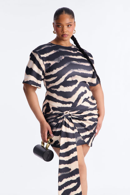 Catwalk Draped Scuba Mini Dress - Black/combo