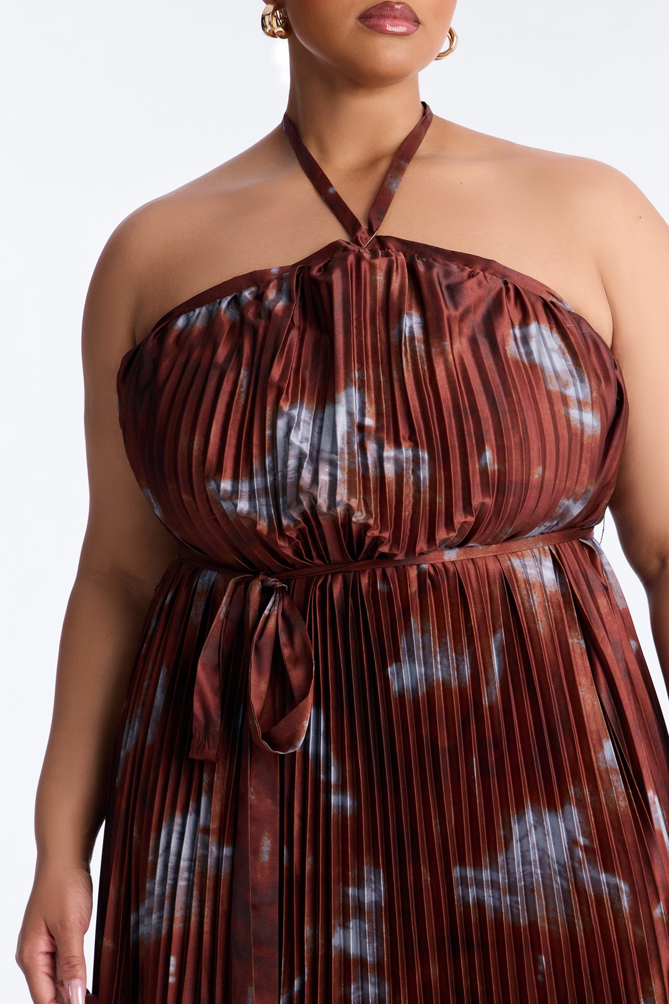 Flirting Plisse Maxi Dress - Brown/combo