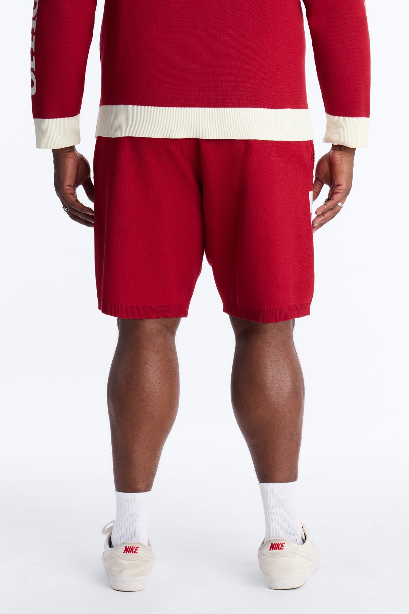 Retro Moto Stripe Sweater Short - Red