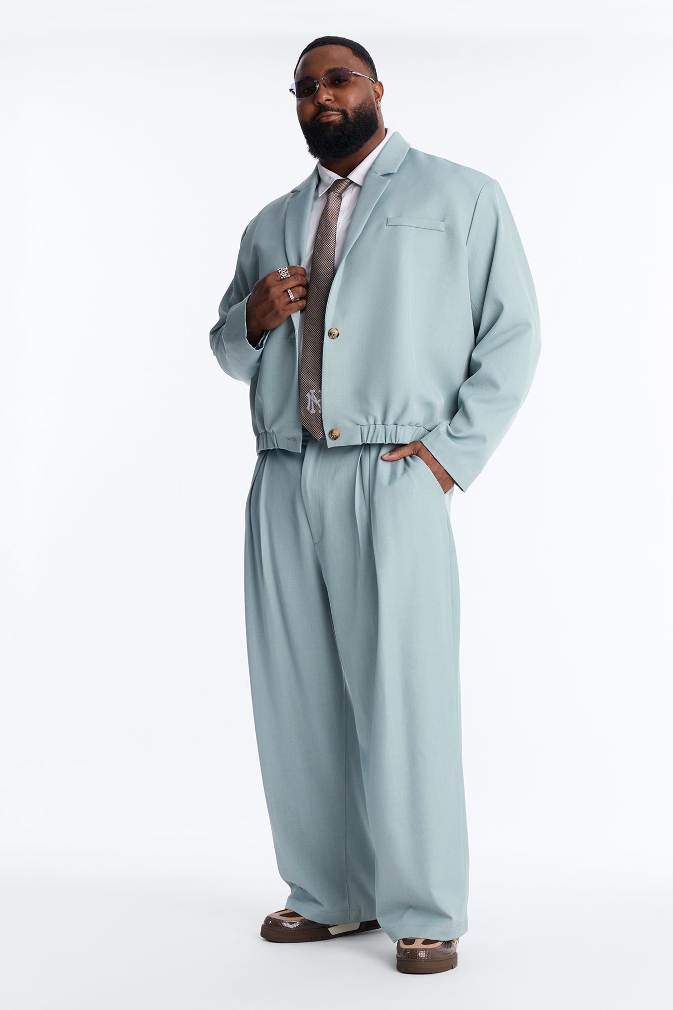 Strikeout Pleated Trouser - Blue
