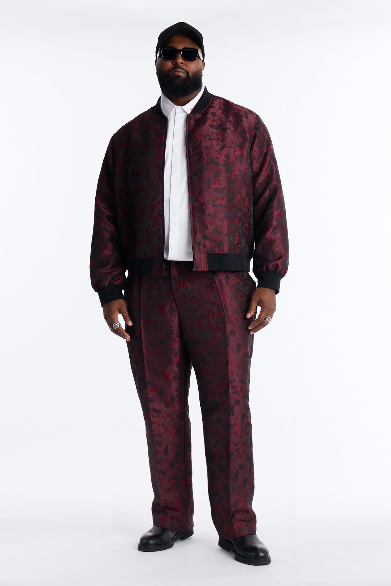 Rose Mirage Bomber Jacket - Burgundy