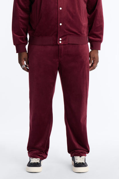 Straight Concrete Rose Textured Pant - Burgundy