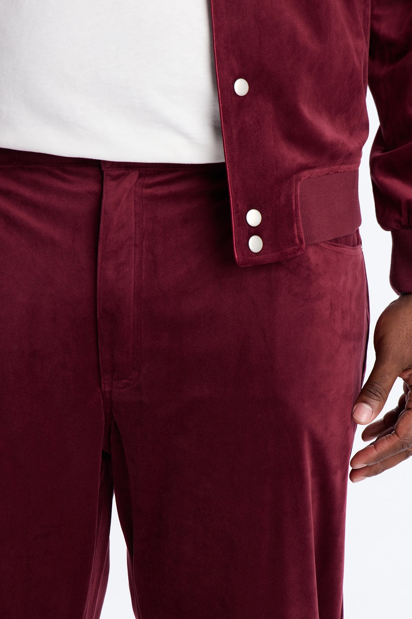 Straight Concrete Rose Textured Pant - Burgundy