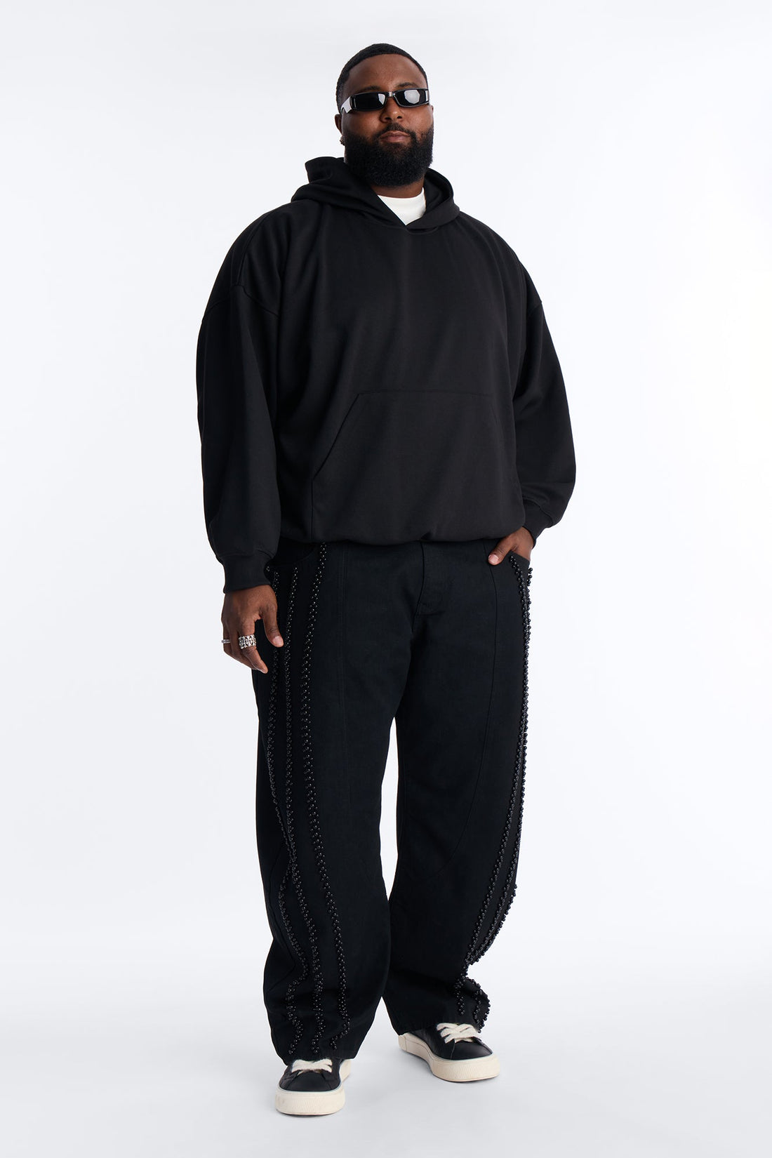 Call Me Structured Hoodie Fleece Hoodie - Black