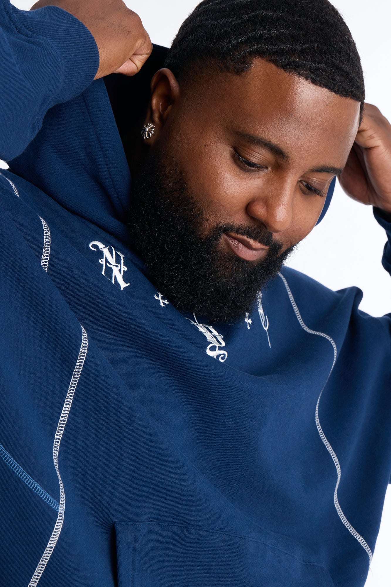 NYC Embroidered Hoodie - Navy