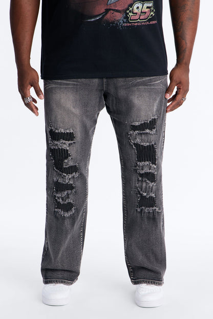 Straight Ripped Reality Jeans - Black Wash