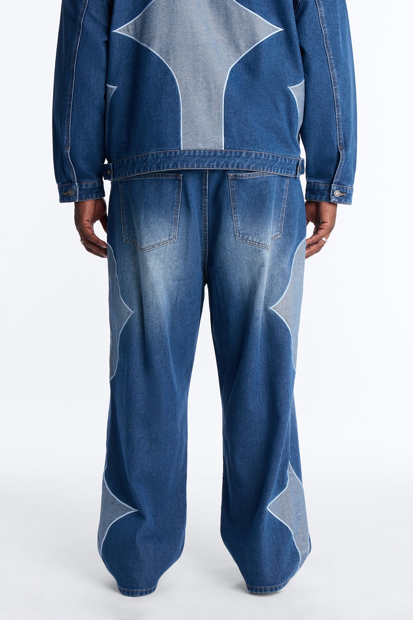 Baggy Crescent Jean - Medium Blue Wash