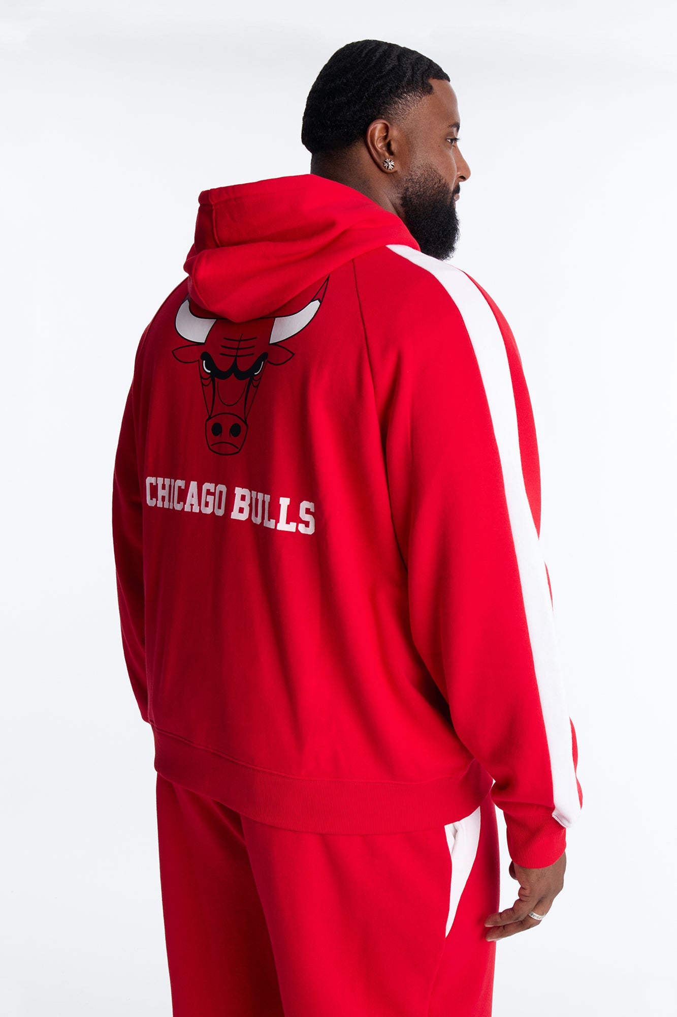 Bulls Wavey Oversized Zip Hoodie - Red