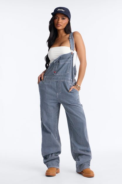 Dickies Hickory Stripe Denim Overalls - Navy/combo
