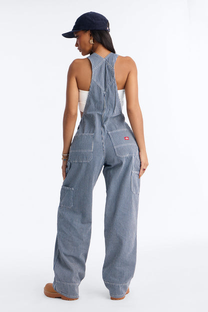 Dickies Hickory Stripe Denim Overalls - Navy/combo