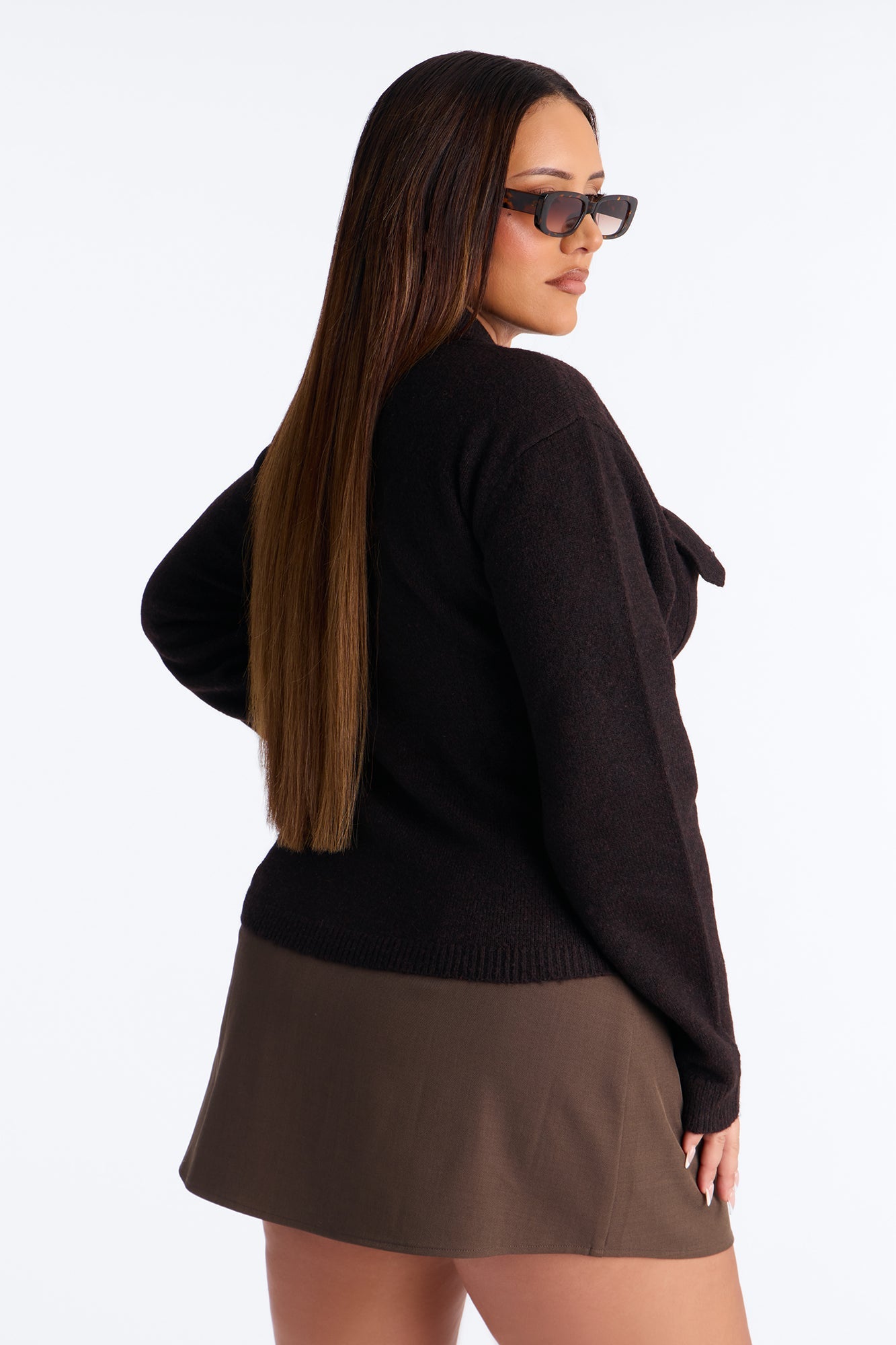 Chic And Confident Cardigan Sweater - Chocolate