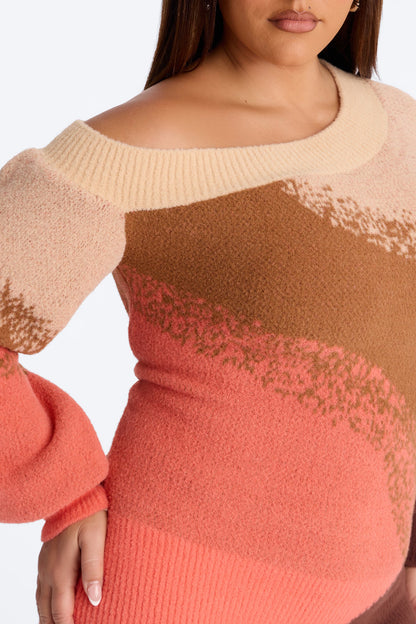 Cuffing Season Color Block Sweater Mini Dress - Brown/combo
