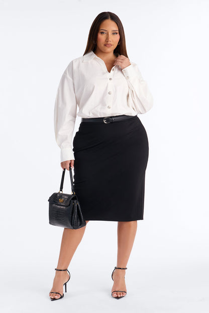 Yasmine Shirt Midi Dress - White/Black
