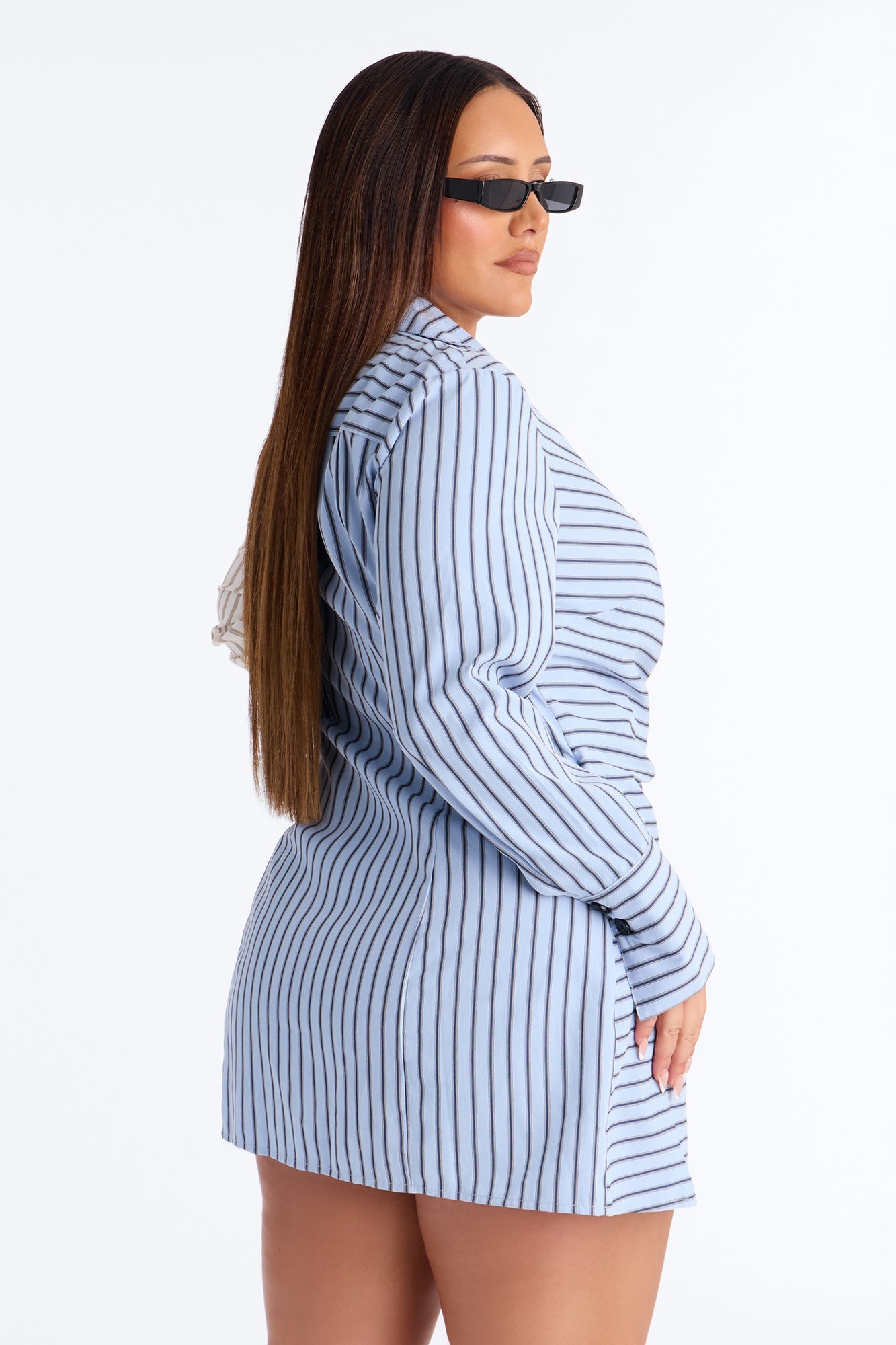Viviana Collar Striped Mini Dress - Blue/combo