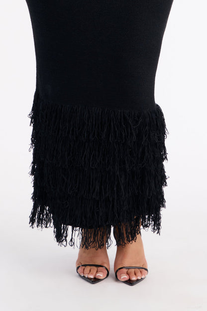 Delany Long Sleeve Knit Maxi Dress - Black