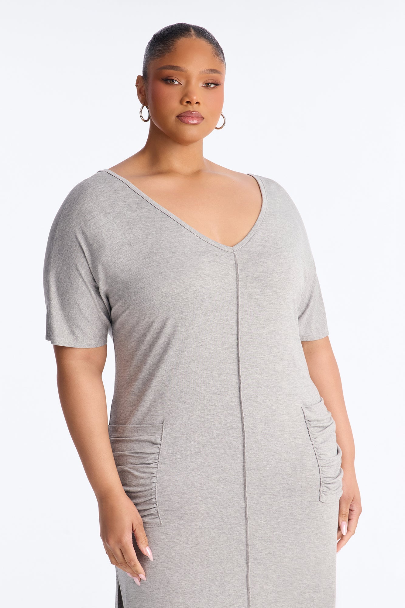 Staying In T-Shirt Maxi Dress - Heather Grey