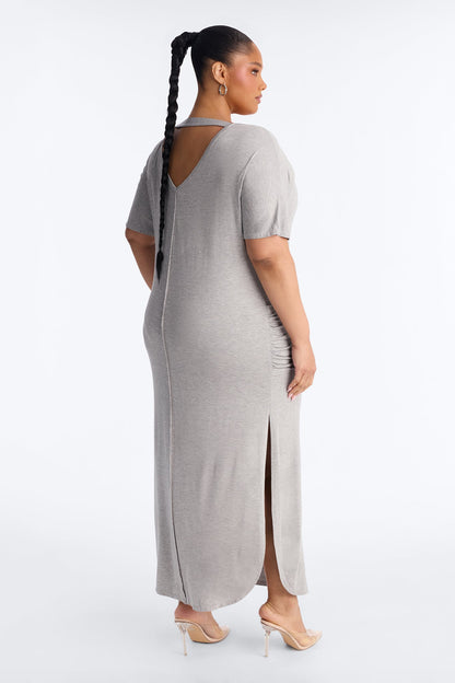 Staying In T-Shirt Maxi Dress - Heather Grey