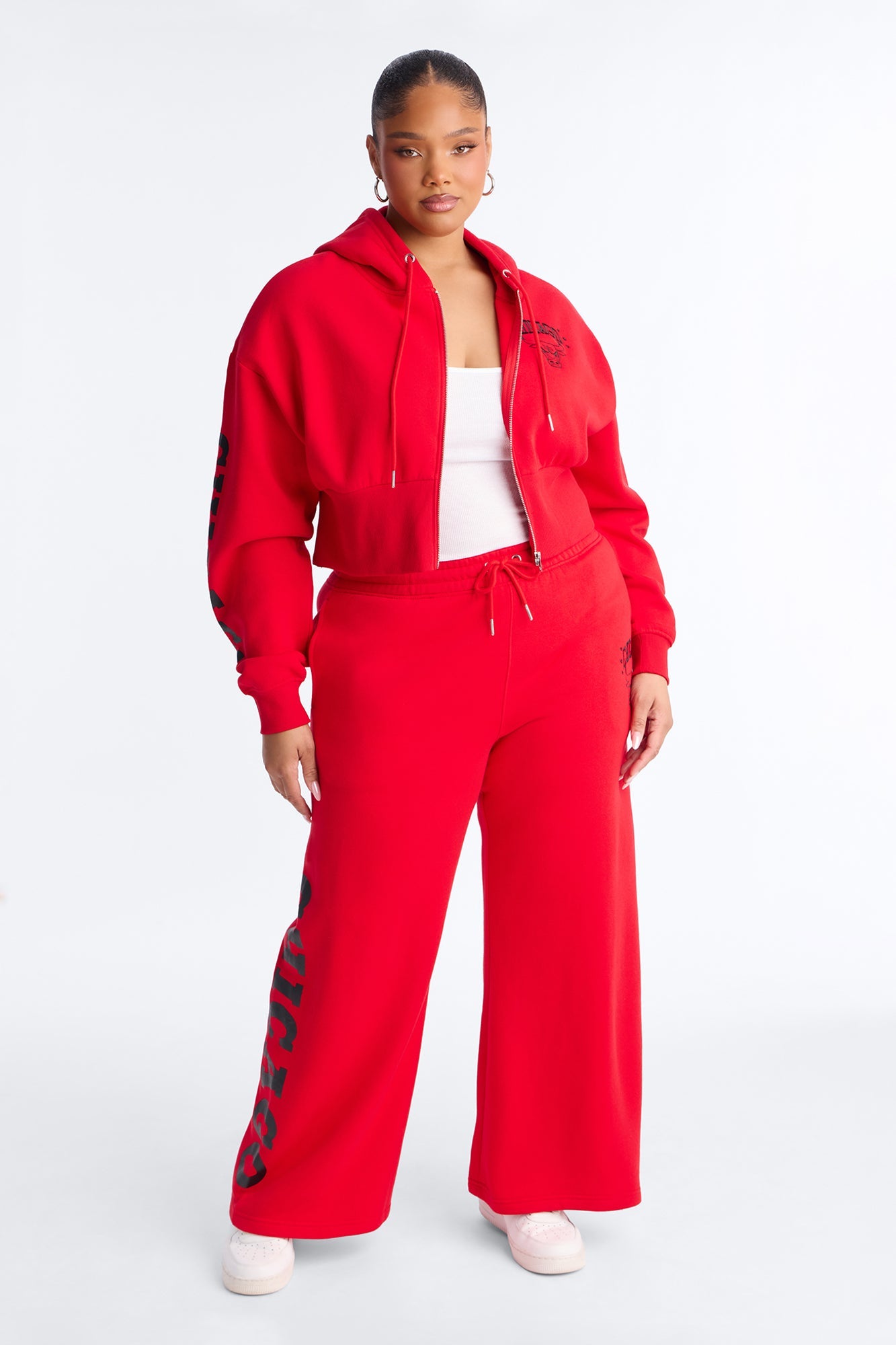 NBA Chicago Bulls Fleece Wide Leg Pants - Red