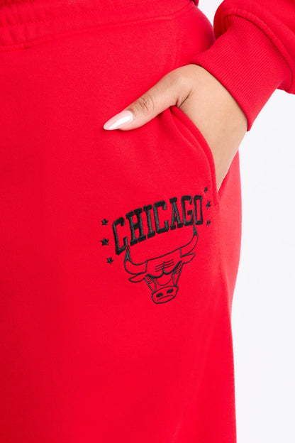 NBA Chicago Bulls Fleece Wide Leg Pants - Red