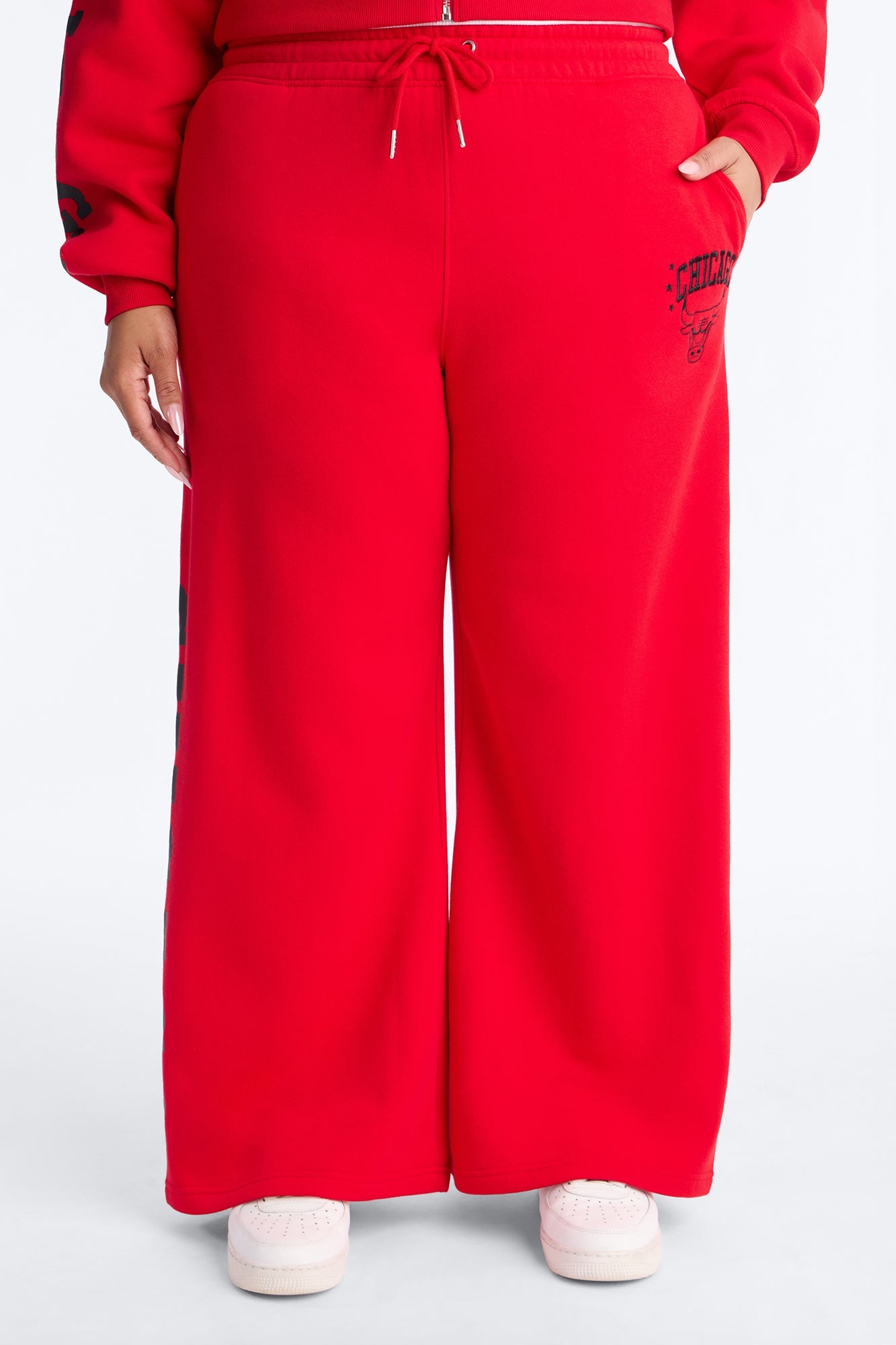 NBA Chicago Bulls Fleece Wide Leg Pants - Red
