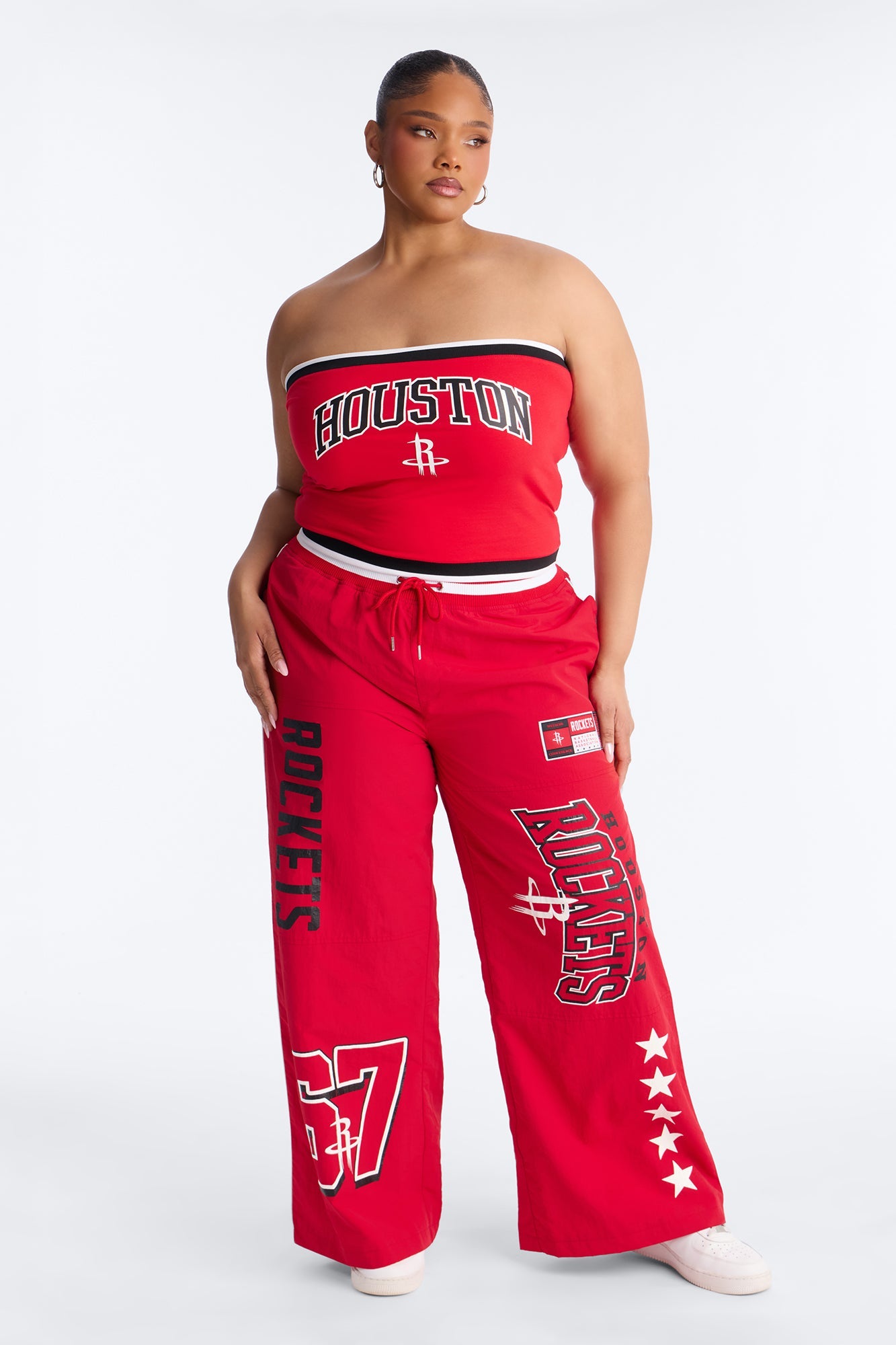 NBA Houston Rockets Patchwork Cargo Wide Leg Pant - Red