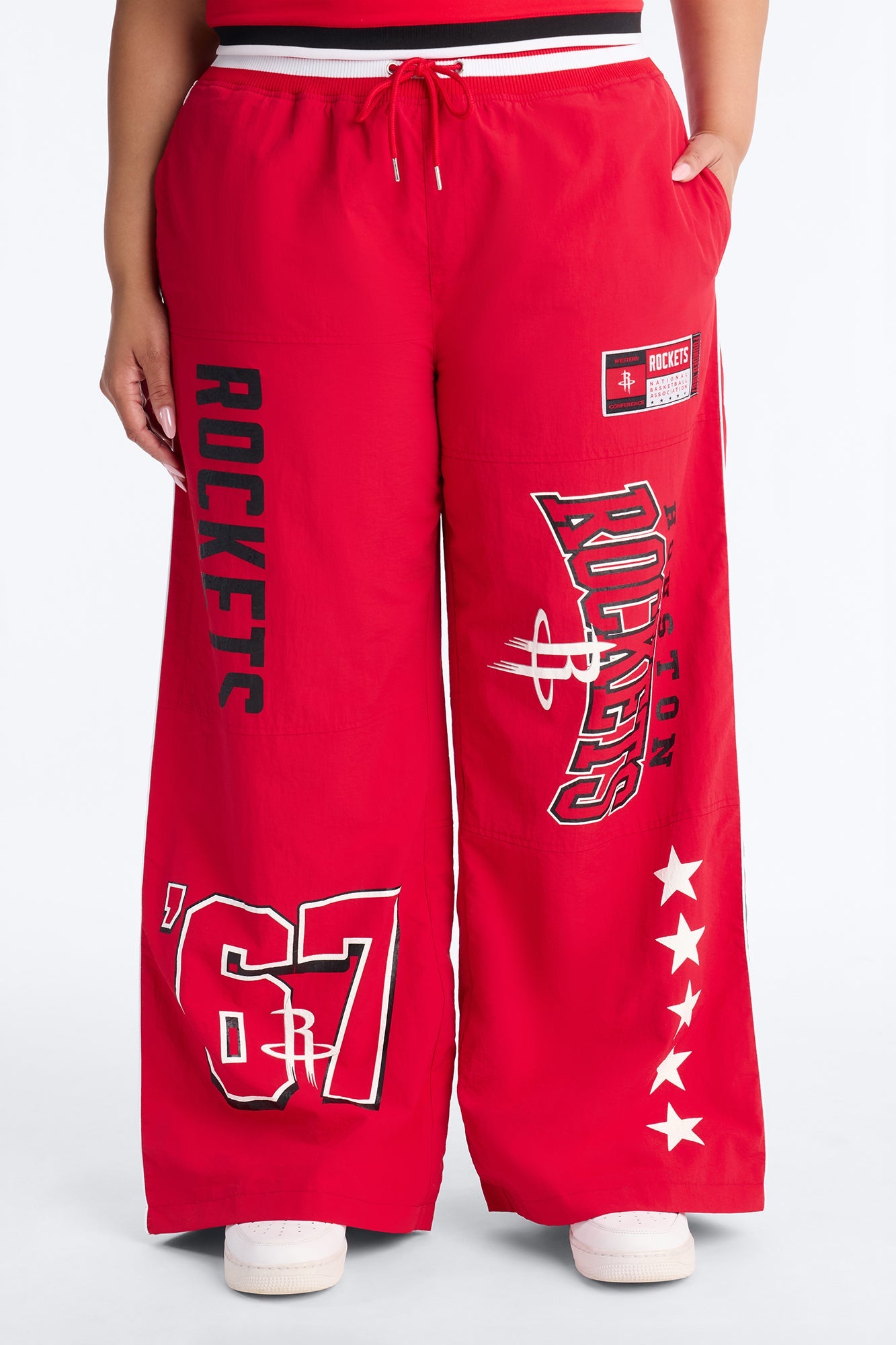 NBA Houston Rockets Patchwork Cargo Wide Leg Pant - Red