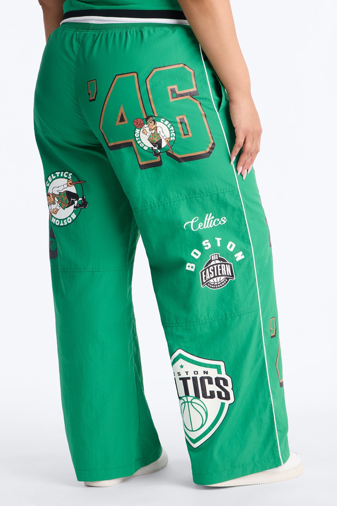 NBA Boston Celtics Patchwork Cargo Wide Leg Pant - Kelly Green